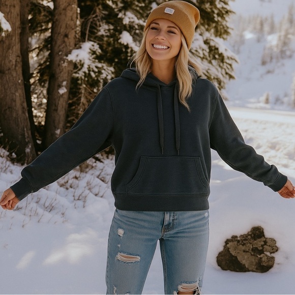 90 Degree By Reflex Tops - 90 Degrees Lux Crop Blue Hoodie